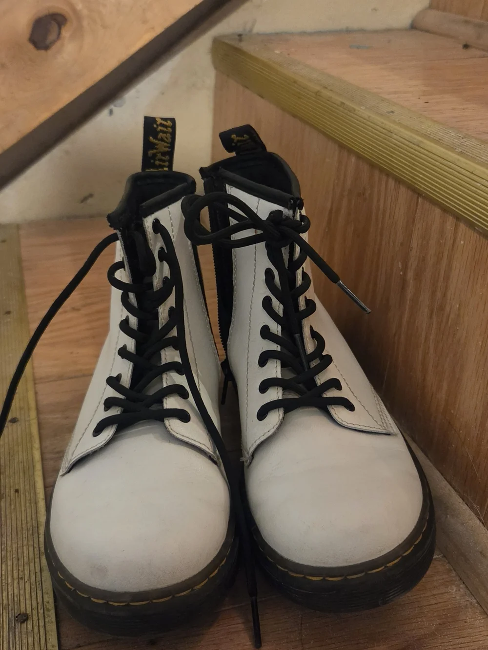 Dr. Martens White Lace-Up Leather Boots